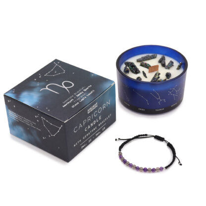 Bougies en Cristal du Zodiaque avec Bracelets en Pierres Précieuses